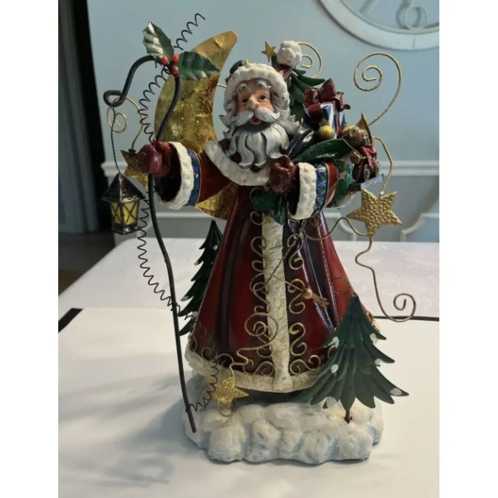 2002 Grandeur Noel Santa Tin Christmas Stocking Holder Collectors Edition